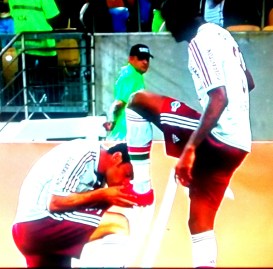 Após marcar terceiro gol, Fred reverencia Gerson