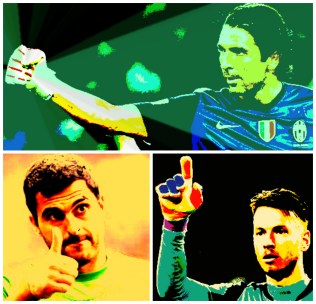 Buffon e seus reservas brasileiros na Juve: Rubinho e Neto