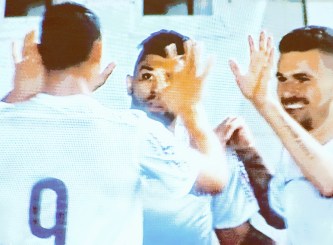 Ricardo Oliveira, Gabigol e Lucas Lima festejam goleada